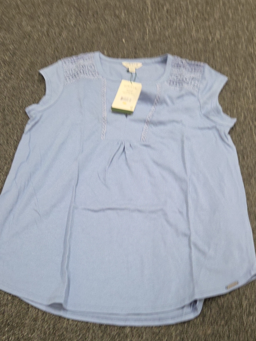 (#4) Orvis Light Blue Crochet-Shoulder Tank Top